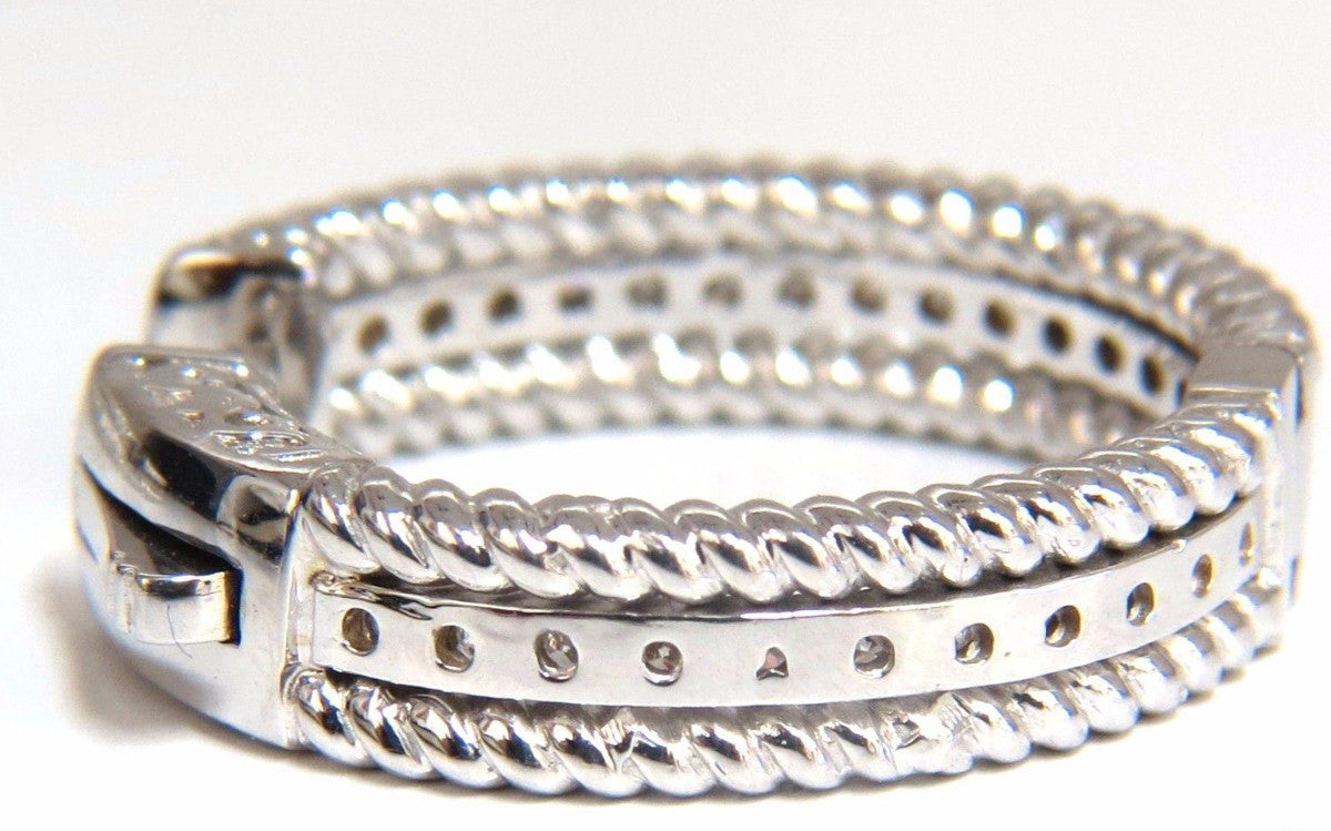 1.00ct natural diamond hoop earrings 14kt g/vs Barley Rope Twist 3D & Button *v