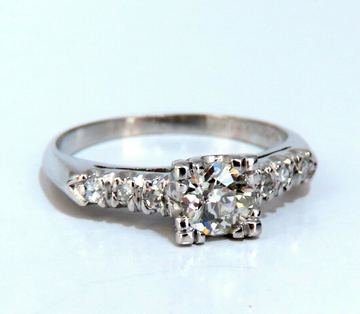 .66ct Natural Diamonds Cathedral Ring Platinum Vintage Restored *v