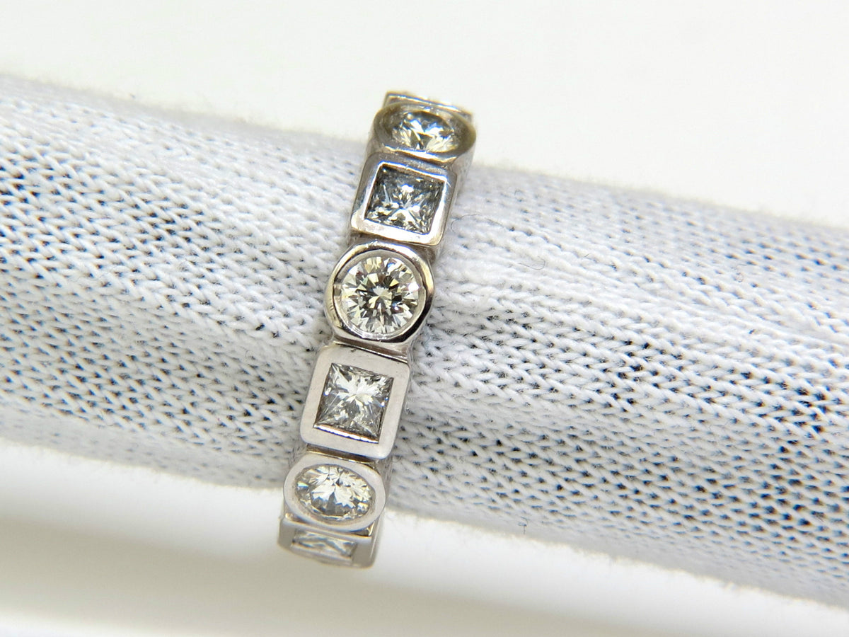2.80CT NATURAL ROUNDS PRINCESS DIAMONDS ETERNITY BAND PLATINUM FLUSH DURABLE *v