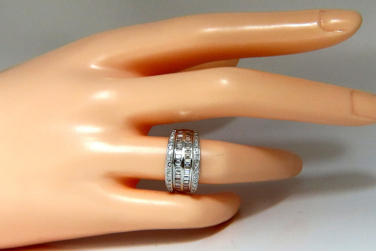 1.70ct Natural Baguette & Rounds Diamonds Band 18 Karat 4-row sandwich deck *v