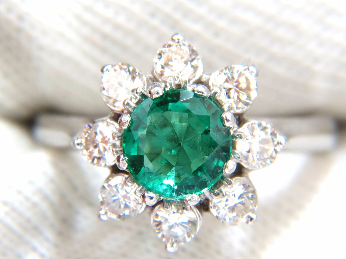 1.72ct natural vivid bright green emerald diamonds ring 14kt *v