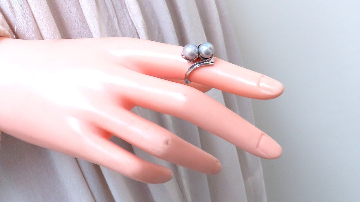 6mm Natural Gray Cultured Pearl Ring 14kt *v