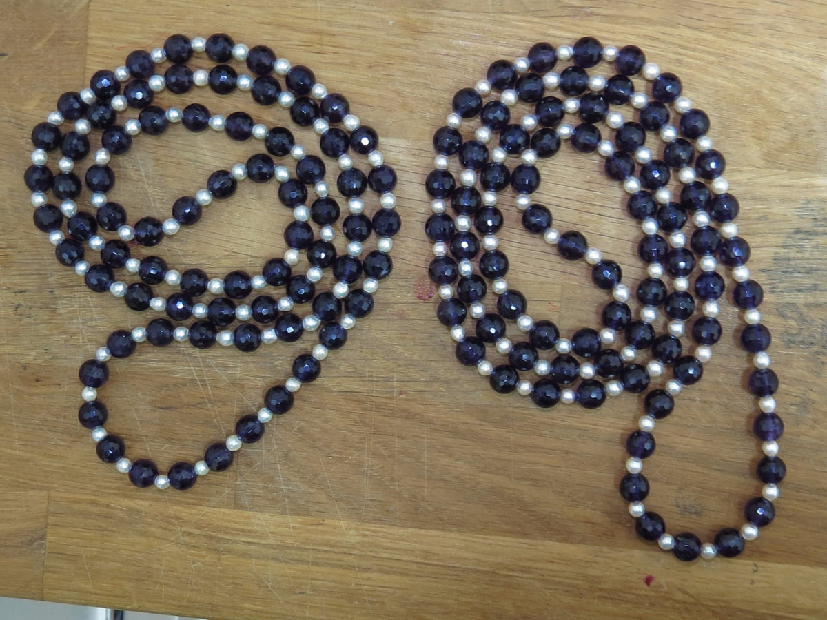 600ct natural amethyst bead necklaces (2) *v
