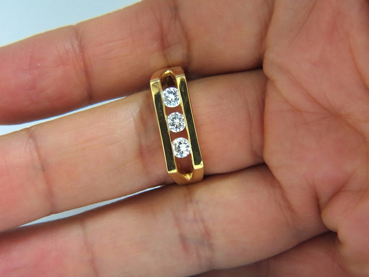 .75ct Mens Diamond Ring 14kt Channel *v