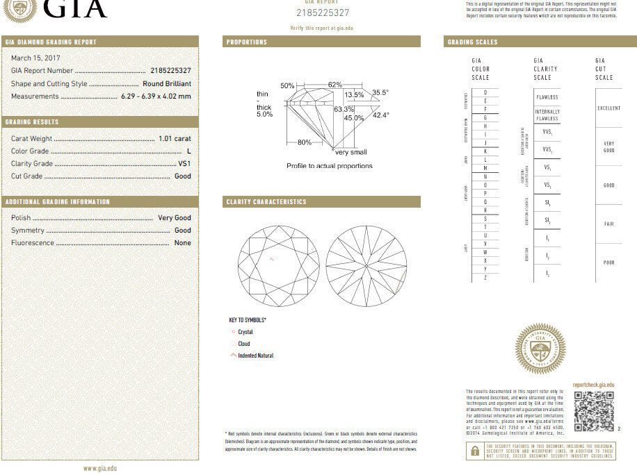 GIA Certified 1.01ct L/VS1 Diamond Engagement Ring Platinum Prime *v