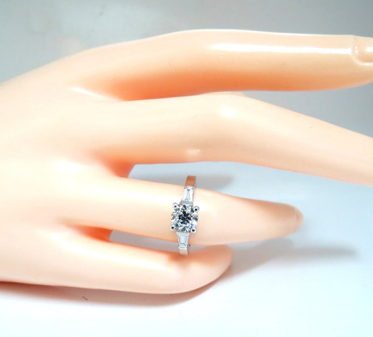 GIA Certified .90ct + .36ct Round Natural Diamond Engagement Ring Platinum *v