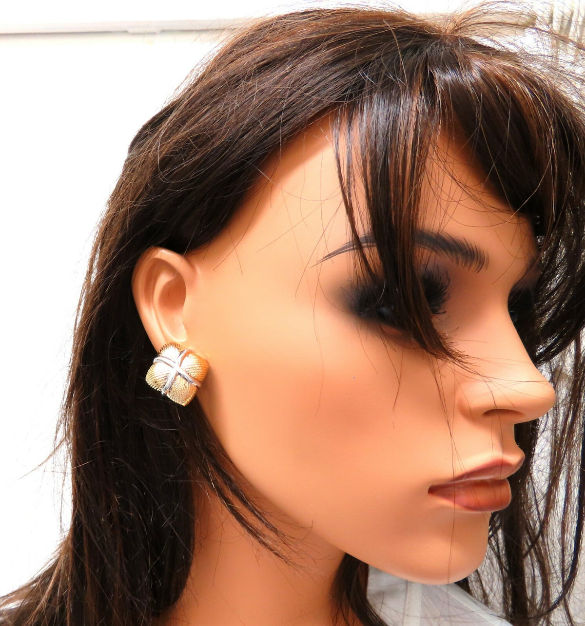 14kt Gold Textured Clip Earrings & Omega *v