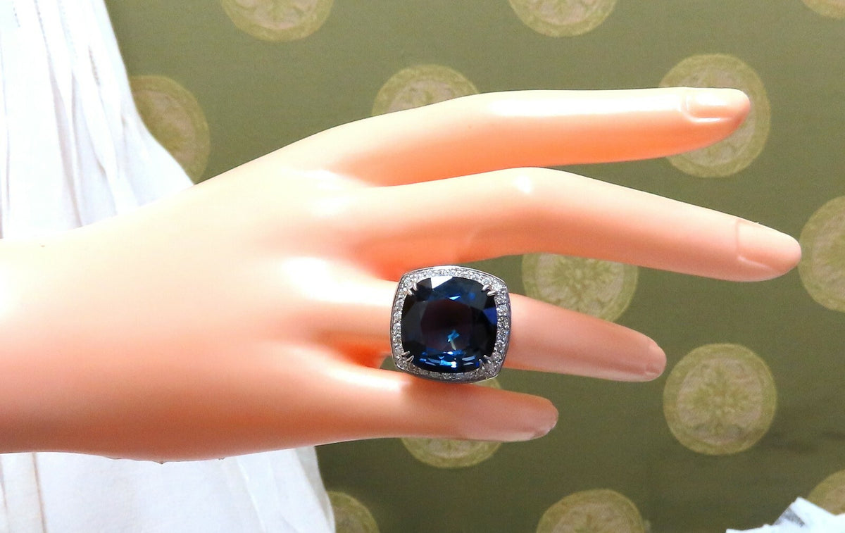 26ct Lab Sapphire diamonds Ring Vivid Royal blue 14 Karat *v