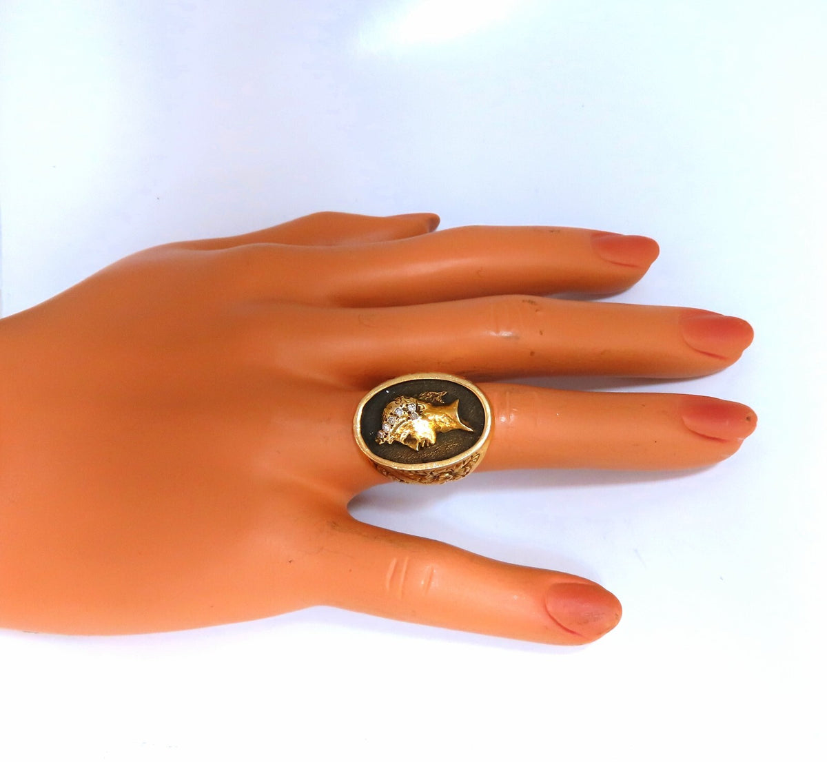 Caesar Roman Noble Deco Vintage Signet Ring 14Kt gold 22G *v