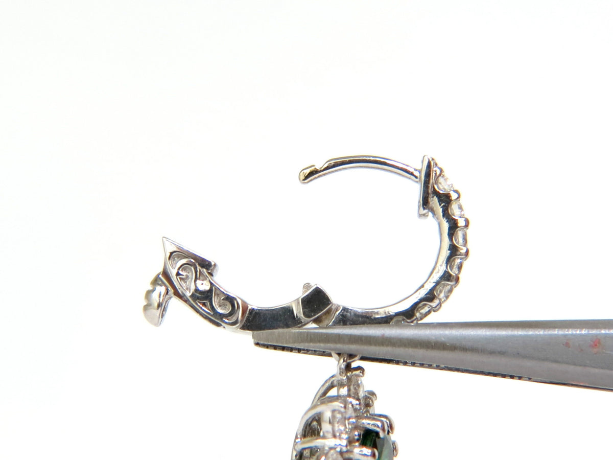 2.88CT NATURAL FINE GEM TSAVORITE DIAMOND DANGLE EARRINGS HOOP 14KT G/VS *v