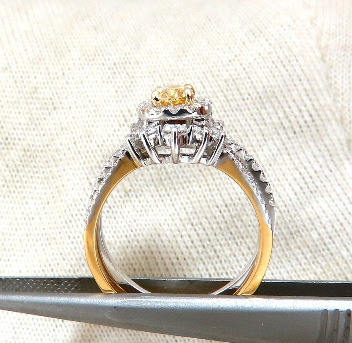 1.81ct Natural Fancy Yellow Diamonds Ring 14kt Insert & Ring *v