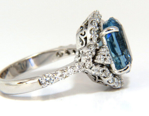 5.15ct natural prime aqua blue aquamarine diamonds ring 14kt *v