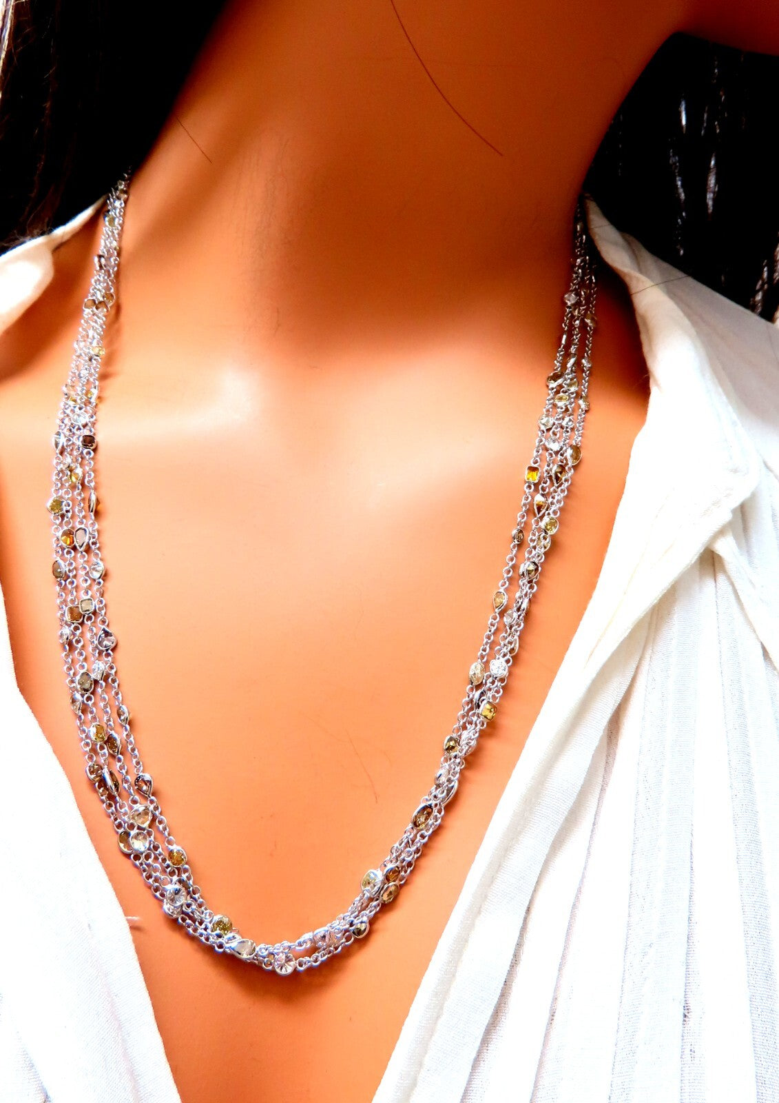 28.18ct Natural Multicolored Fancy Colored Diamonds Yard Necklace 18kt *v