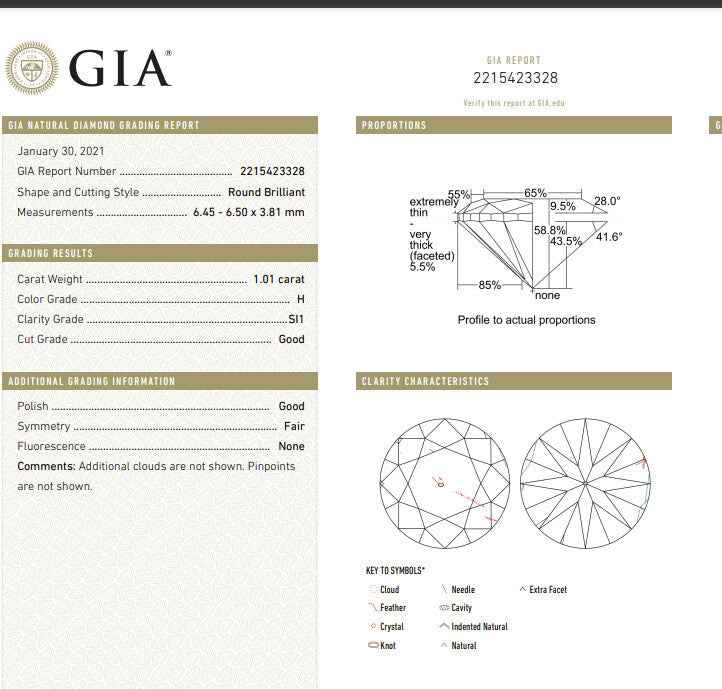 GIA certified natural 1.01ct Round Diamond Ring & Band 14kt *v