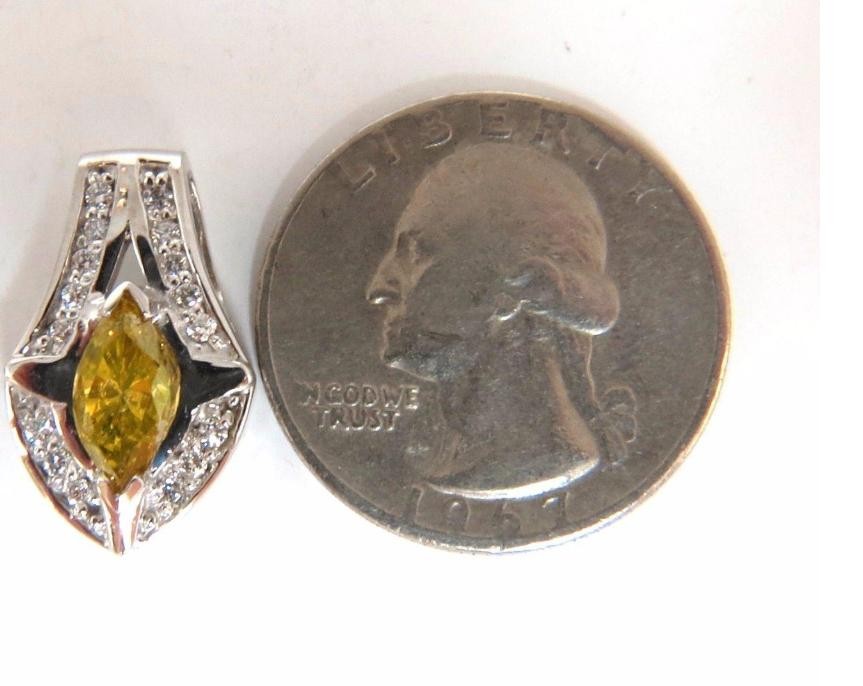 1.50 Carat Enhanced Fancy Yellow Diamond Marquise Shield Pendant 14kt 44112 *v