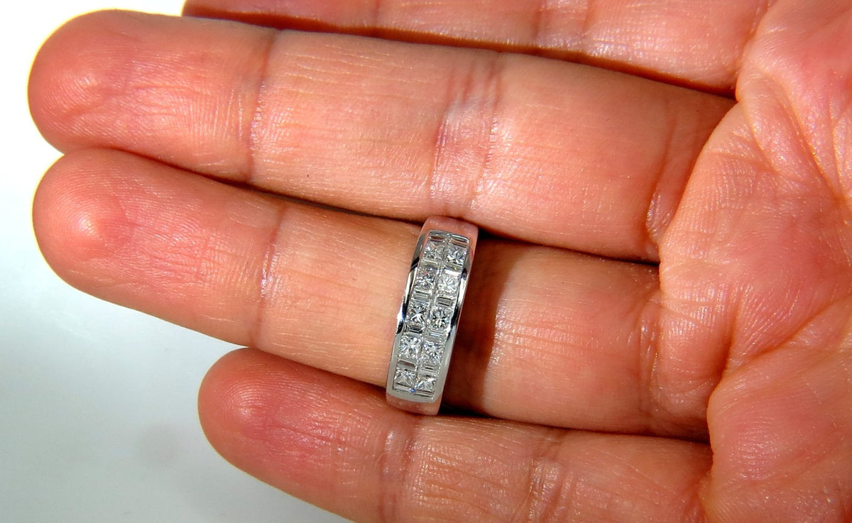 PLATINUM 2.00CT NATURAL DIAMONDS BAND G/VS BAGUETTE PRINCESS CHANNEL BRILLIANT*v