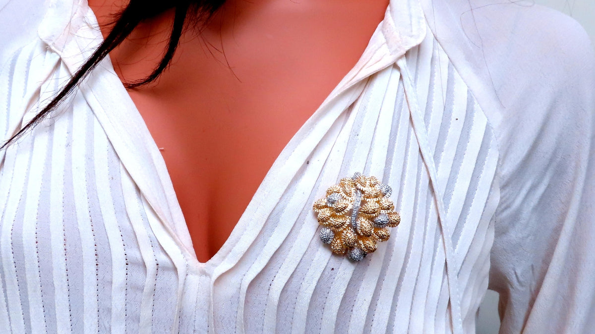 Fern Cluster Brooch Pin 18kt 12568 *v