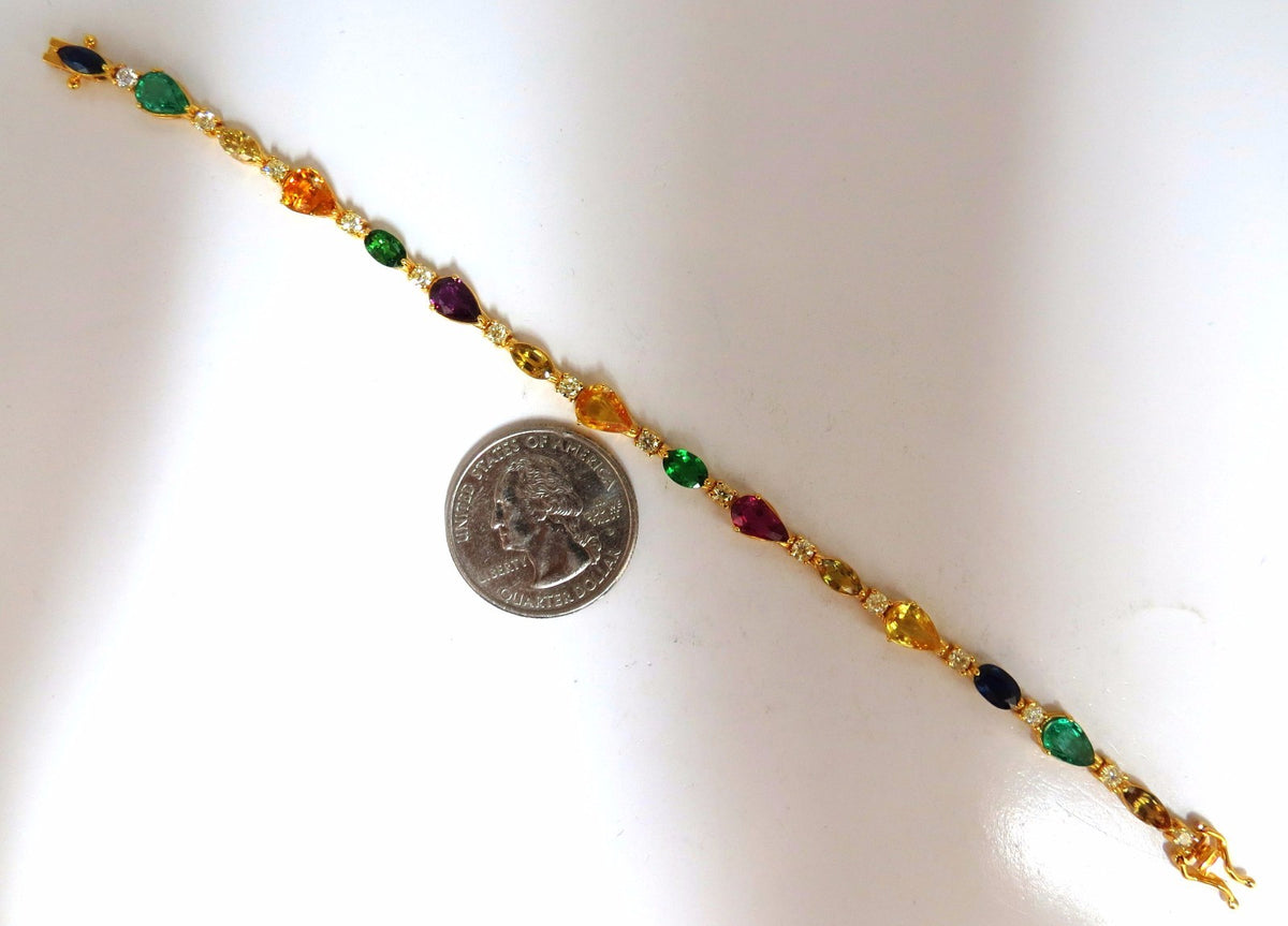 8.38ct tsavorite sapphires emeralds yellow diamond tennis bracelet 18kt *v