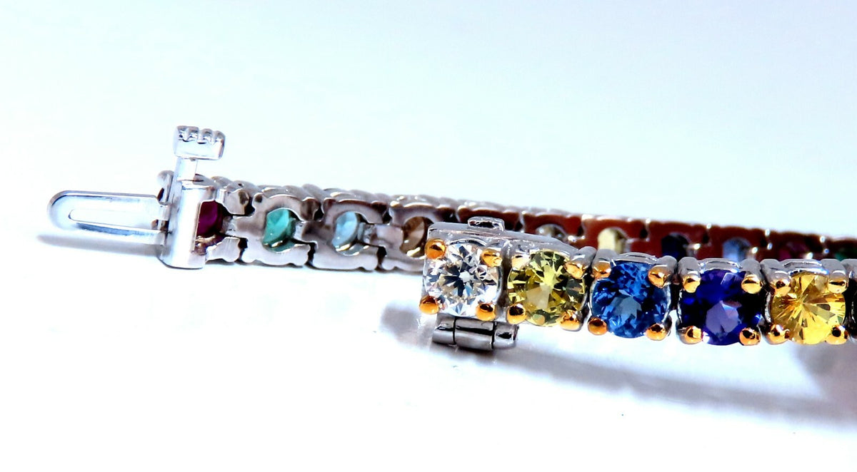 8.70ct natural ruby emerald sapphires diamond tennis bracelet 14kt gem line *v