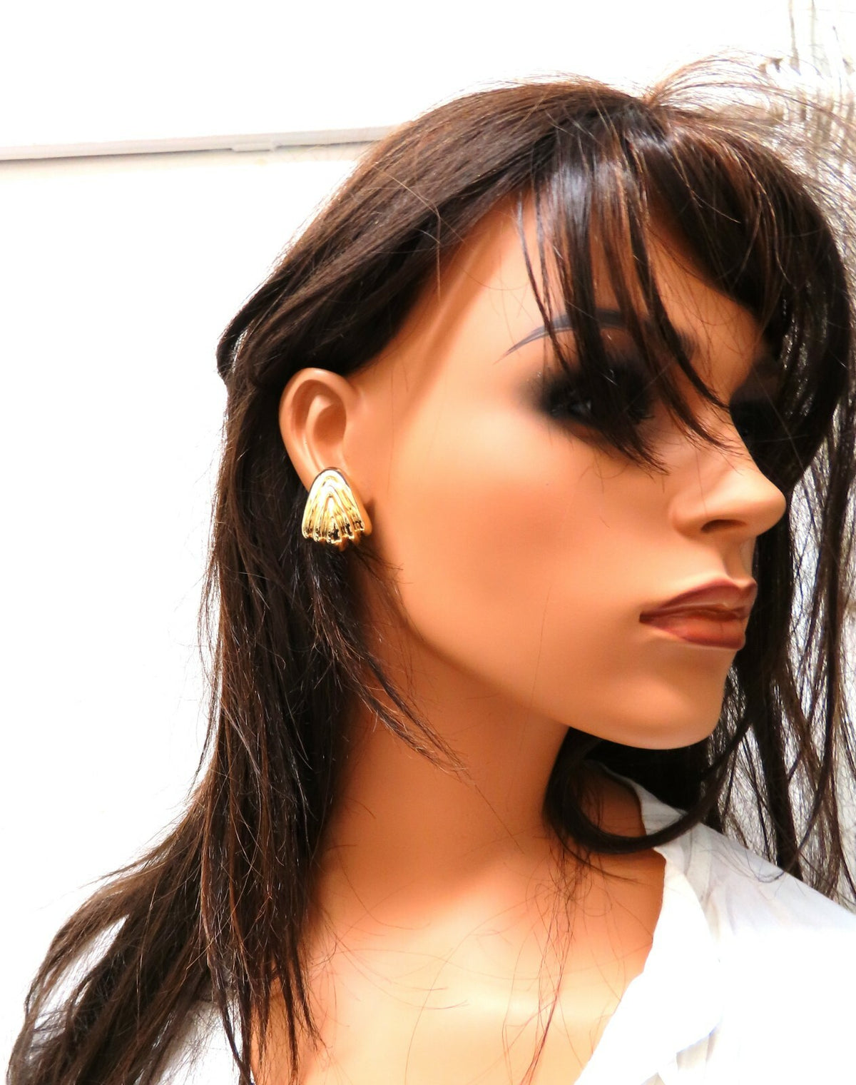 14kt Gold Textured Iconic Clip Earrings & Omega *v