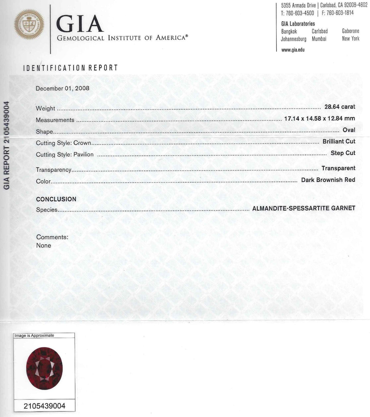 32.64ct GIA NATURAL RED SPESSARTITE GARNET DIAMONDS RAISED DOME RING 18KT *v