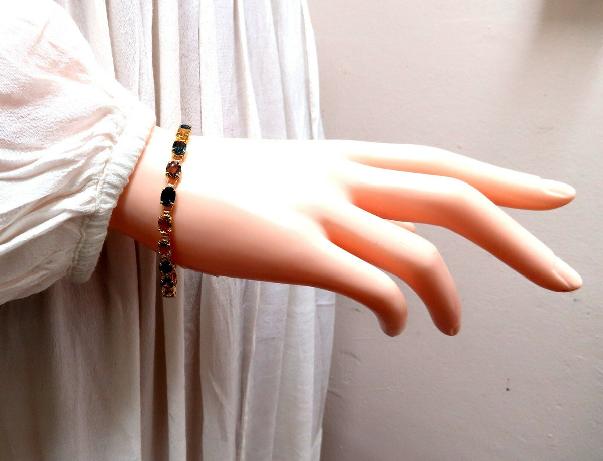 18.20Ct Natural Multi Color Sapphire Bracelet 14Kt gold *v