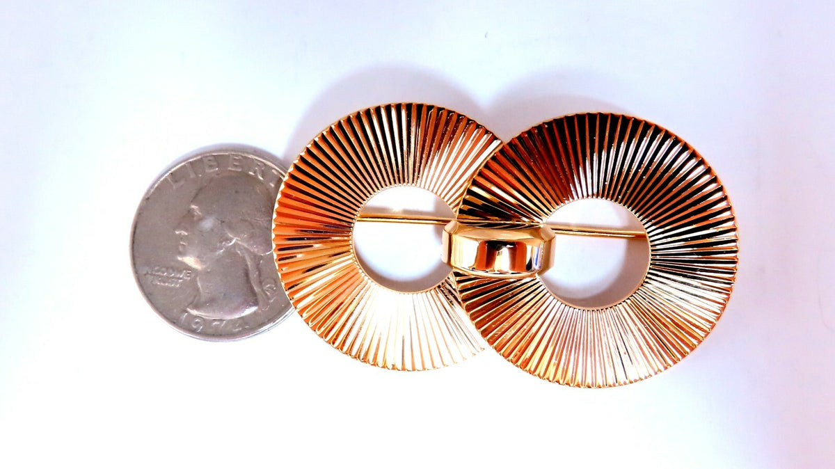 Art Deco Iconic Double Pin Circular Ray 14kt *v