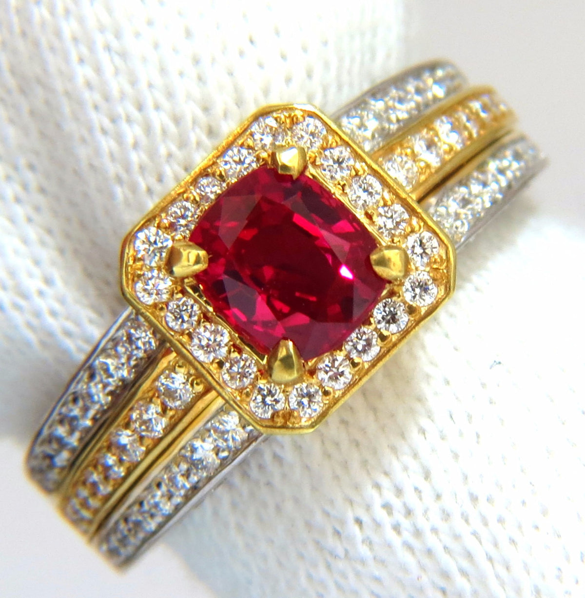 Rare GIA Burma Pigeon Blood 1.14ct vivid red ruby diamonds ring 14kt *v