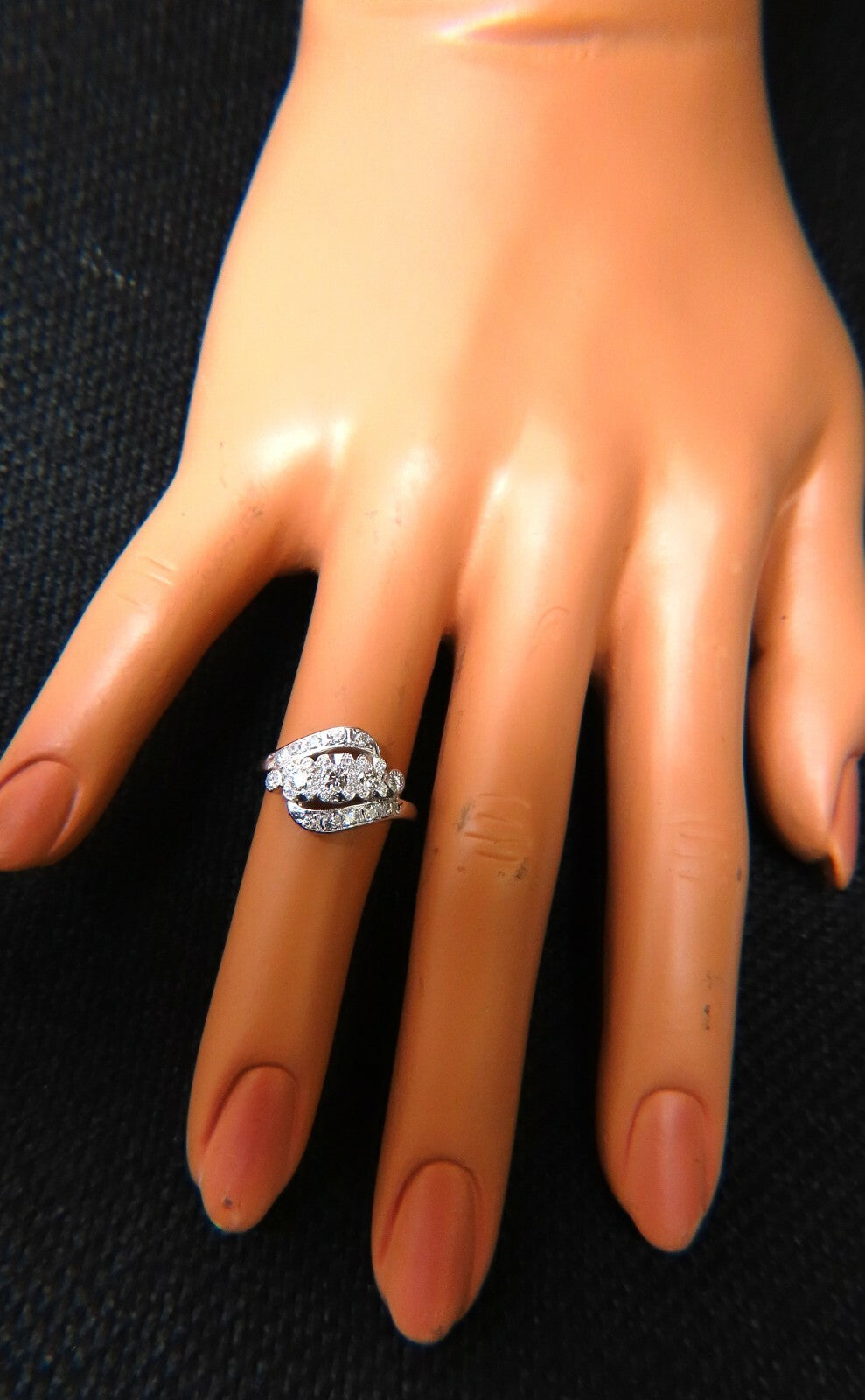 .54ct Natural Diamonds American Regency Revival Deco Ring 14kt *v