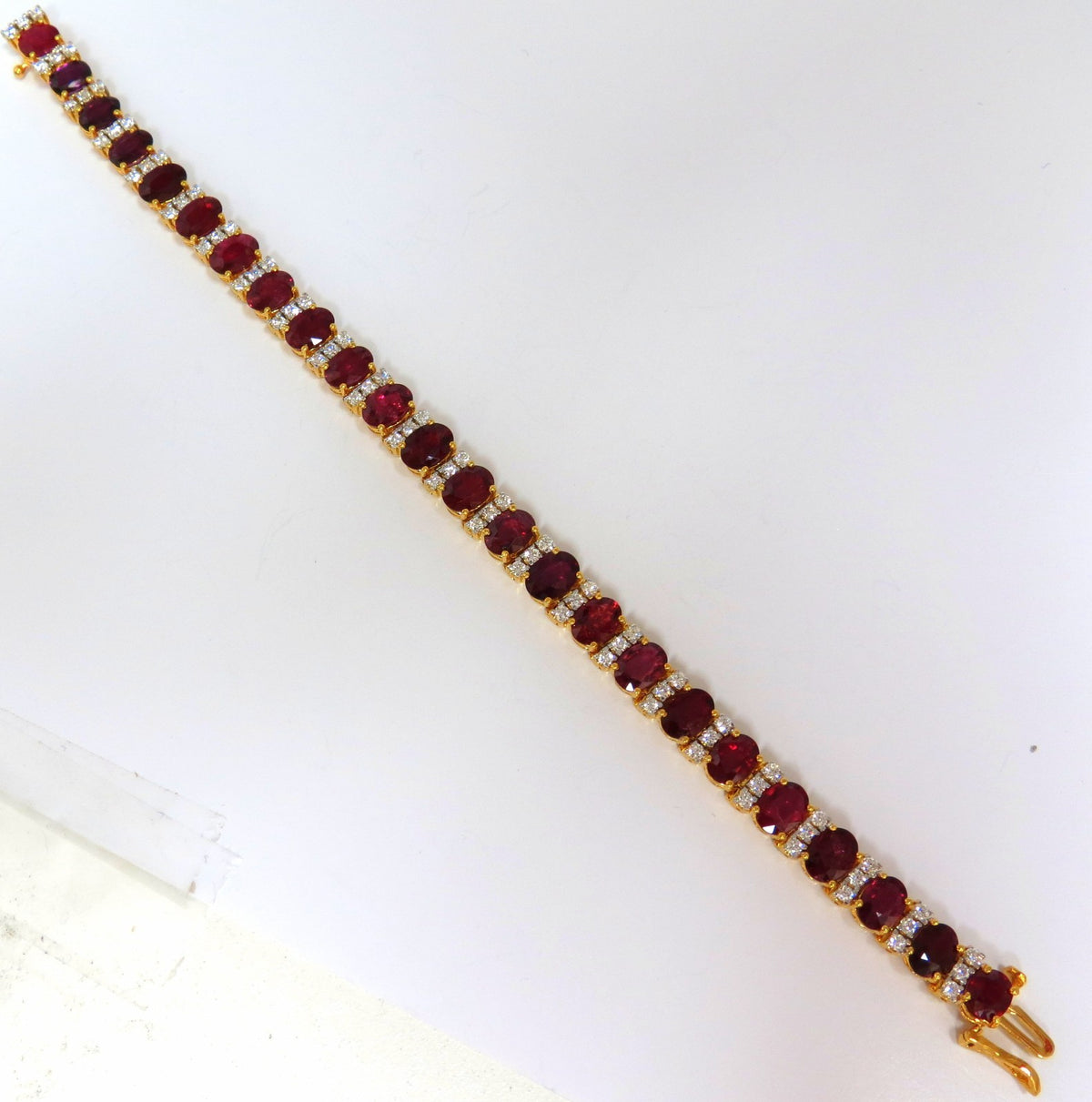 21.86ct NATURAL FINE VIVID RED RUBY DIAMONDS TENNIS BRACELET CLASSIC 14kt *v