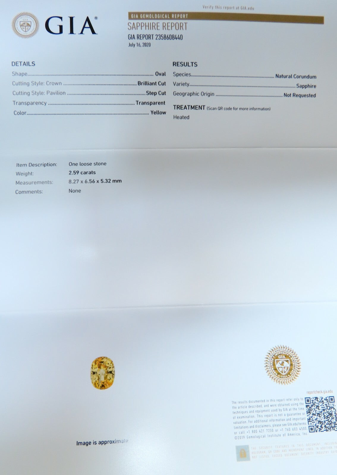 GIA Certified 2.59Ct Natural Yellow Natural Sapphire Diamonds Ring 14kt *v