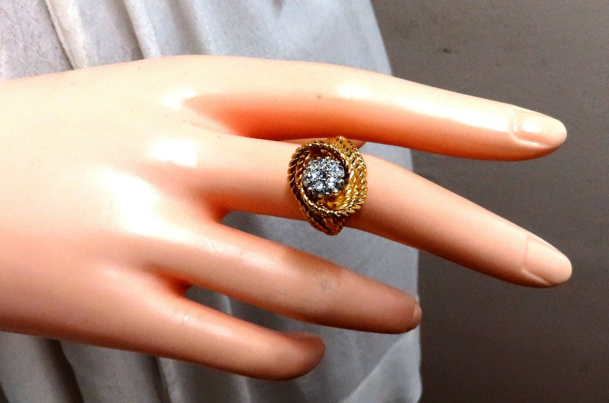 .35ct Natural Diamonds Rope Twist Wrap Cluster Ring 14kt Gold *v