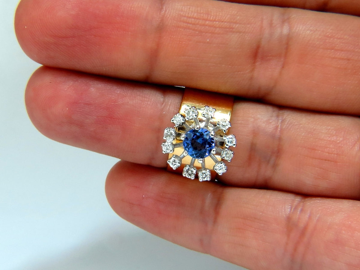 1.46ct natural round tanzanite diamonds ring 14kt cluster halo *V