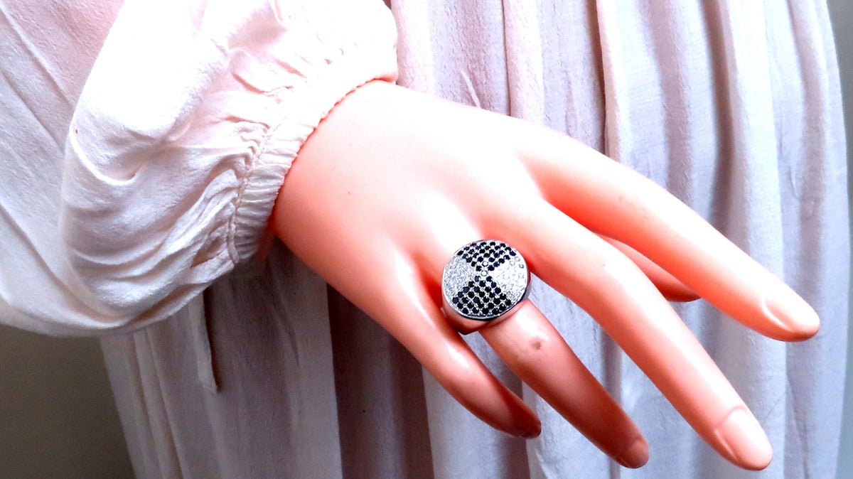 1ct Black Diamonds Circular Mens Ring 14kt gold 12428 *v