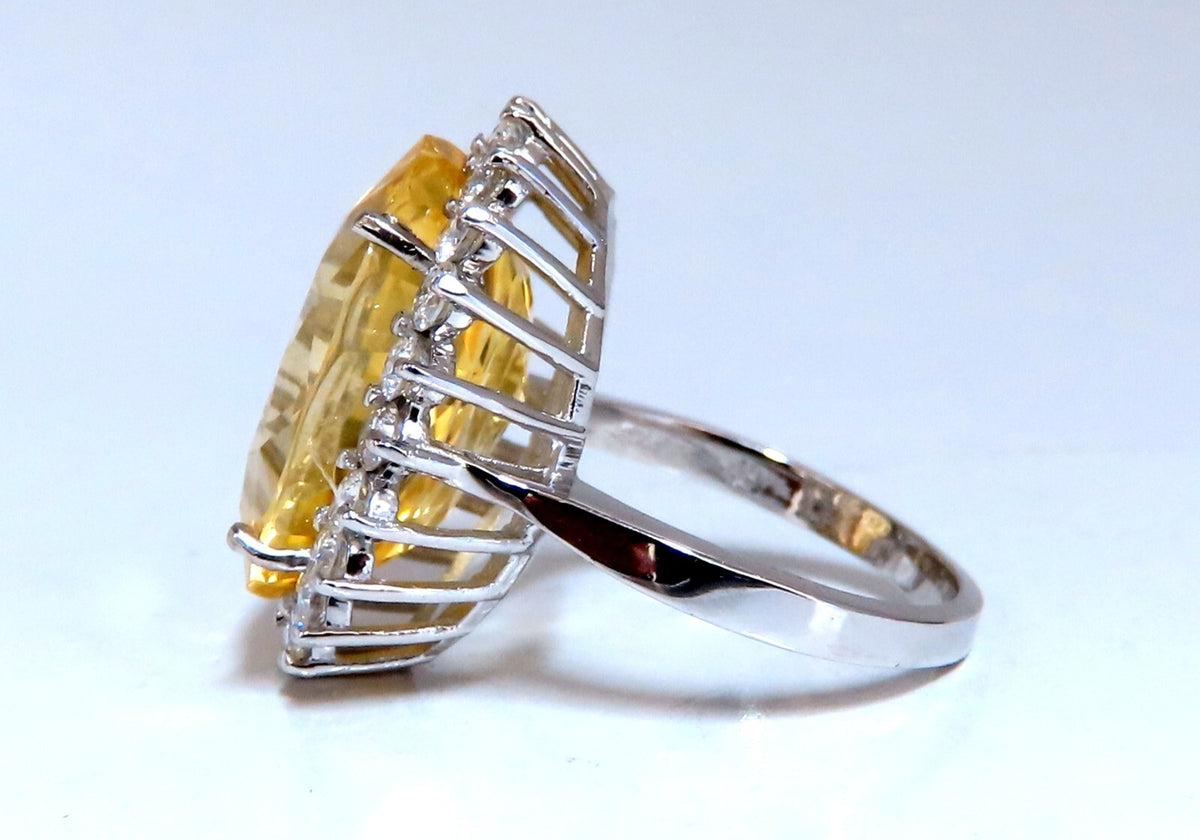 20.17ct GIA Certified Natural No Heat Yellow Sapphire diamonds ring 18kt *V