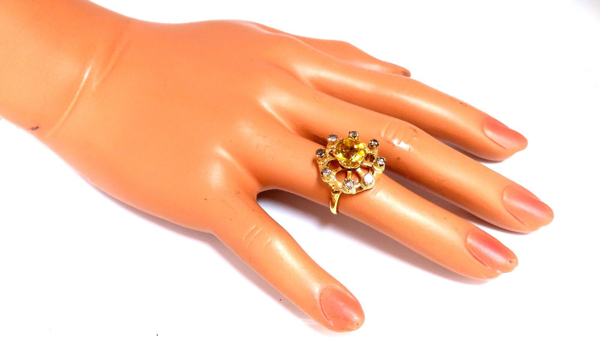 GIA Certified 2.44CT Natural citrine Cluster Ring 14 Karat gold *v