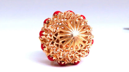 Functional Poison Pill Pendant Open Filigree Detail 18kt gold coral