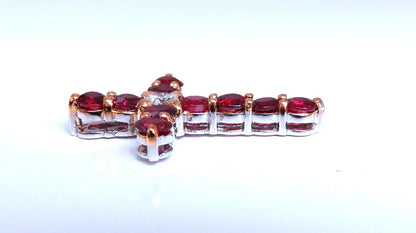 3.85ct Natural Ruby Diamond Cross 14 Karat Gold 15 inch