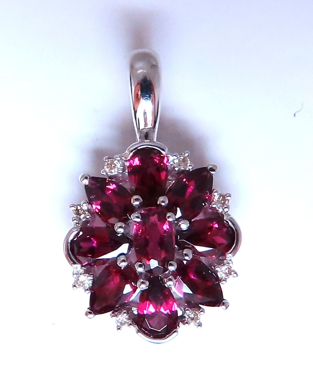 2ct Natural Garnet Diamonds Pendant Cluster 9ct