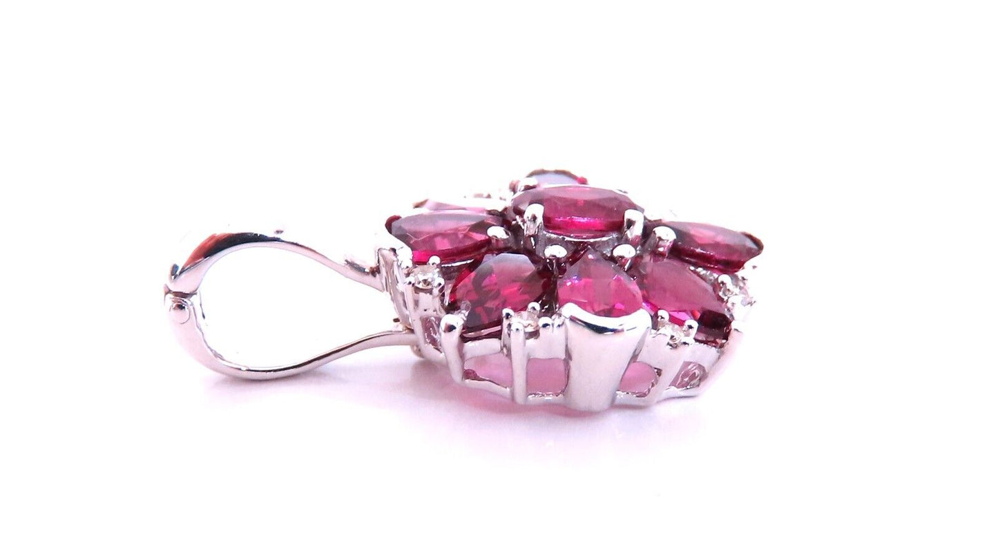 2ct Natural Garnet Diamonds Pendant Cluster 9ct