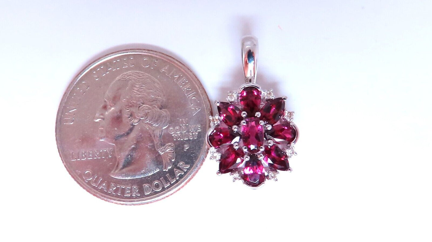 2ct Natural Garnet Diamonds Pendant Cluster 9ct