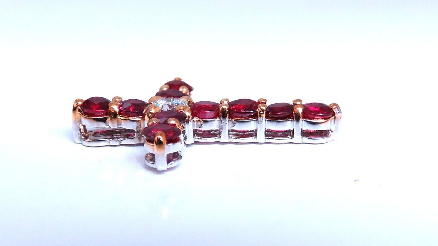 3.67ct Natural Ruby Diamond Cross 14 Karat Gold