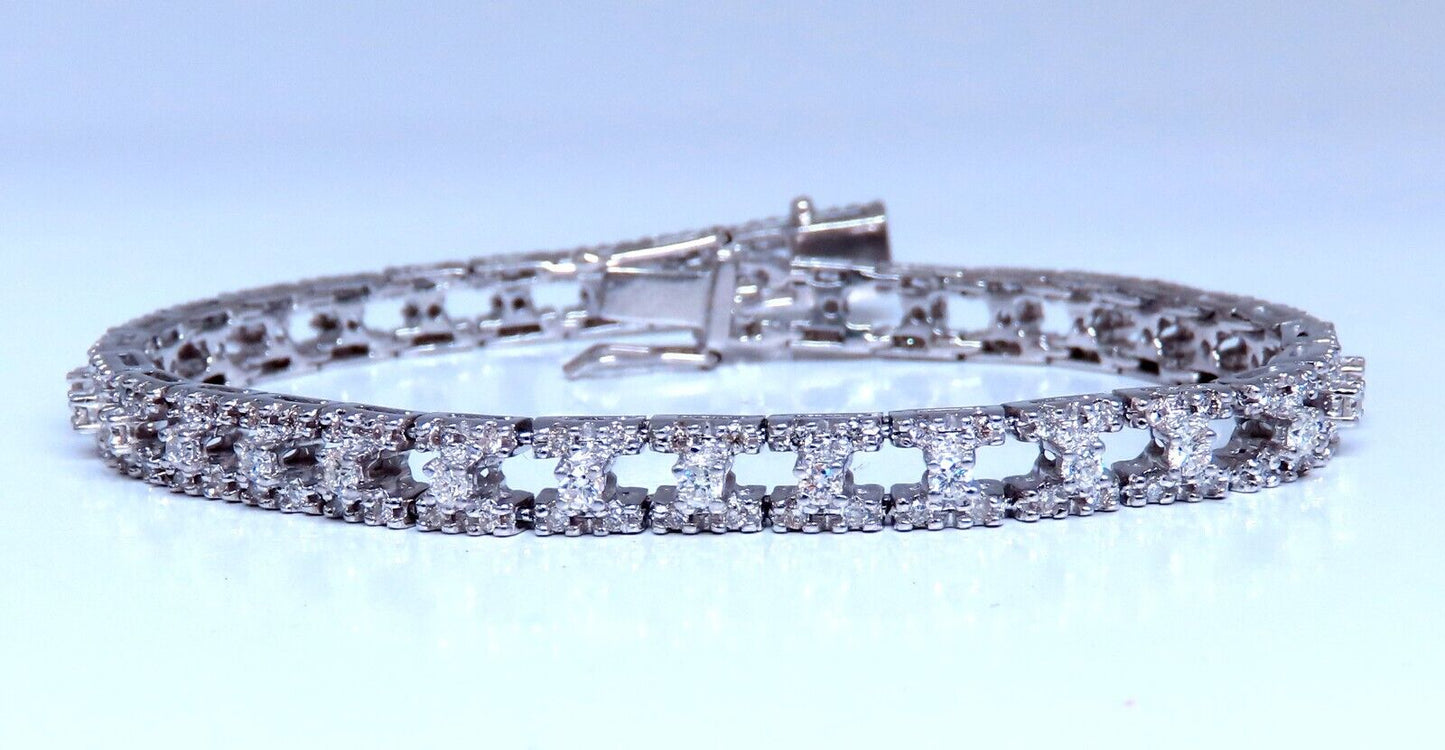 Tennis Bracelet 1.75ct Natural Round Diamonds 14kt Gold Three Row