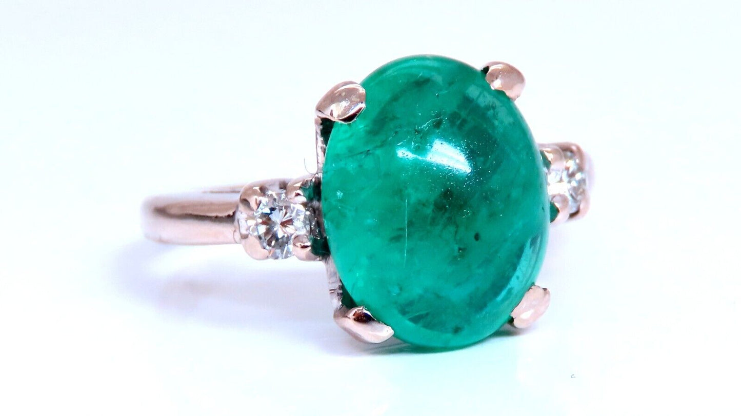 4.68ct Natural Emerald Diamonds Ring 14kt Gold