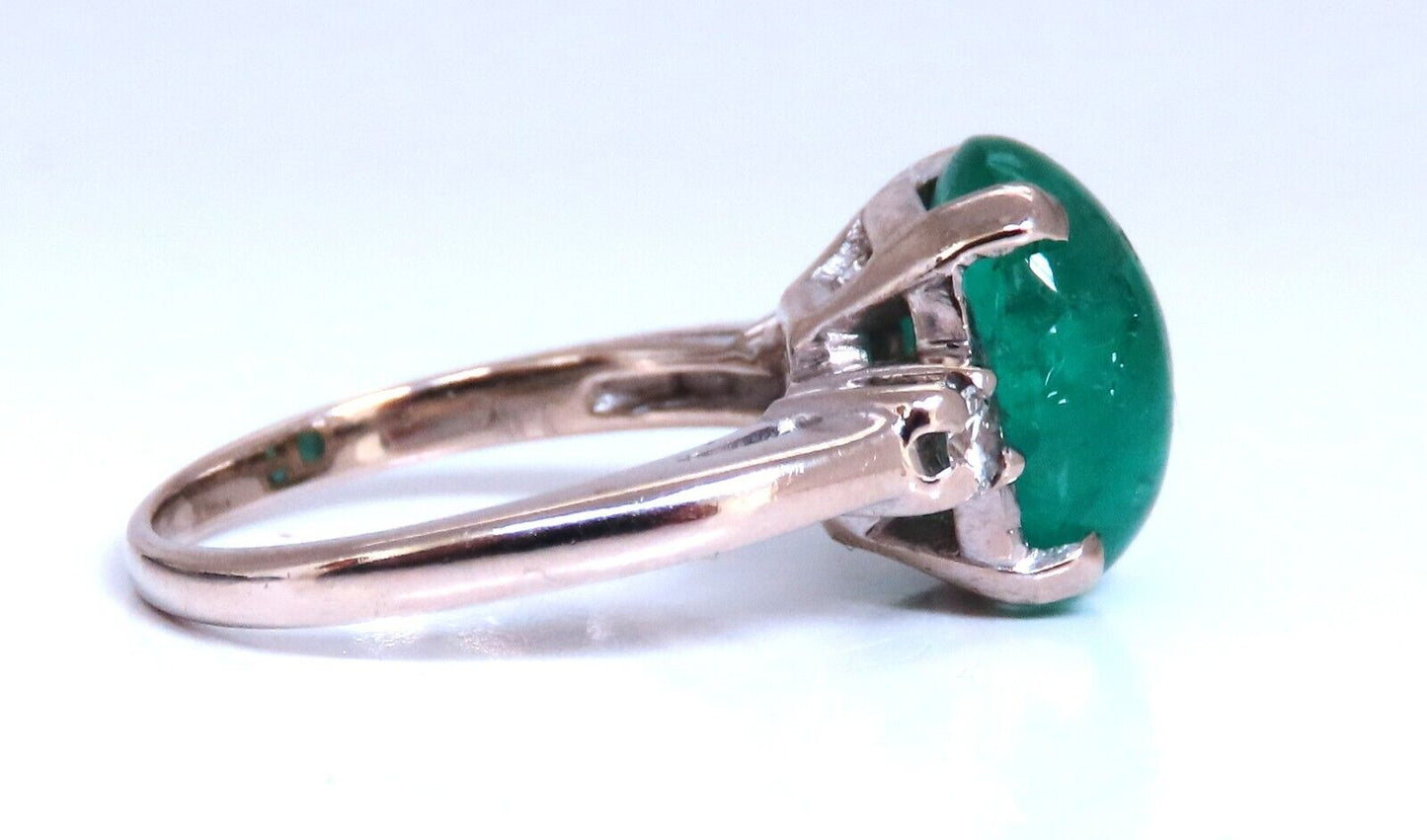 4.68ct Natural Emerald Diamonds Ring 14kt Gold