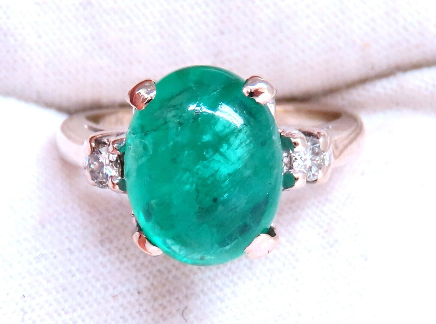 4.68ct Natural Emerald Diamonds Ring 14kt Gold