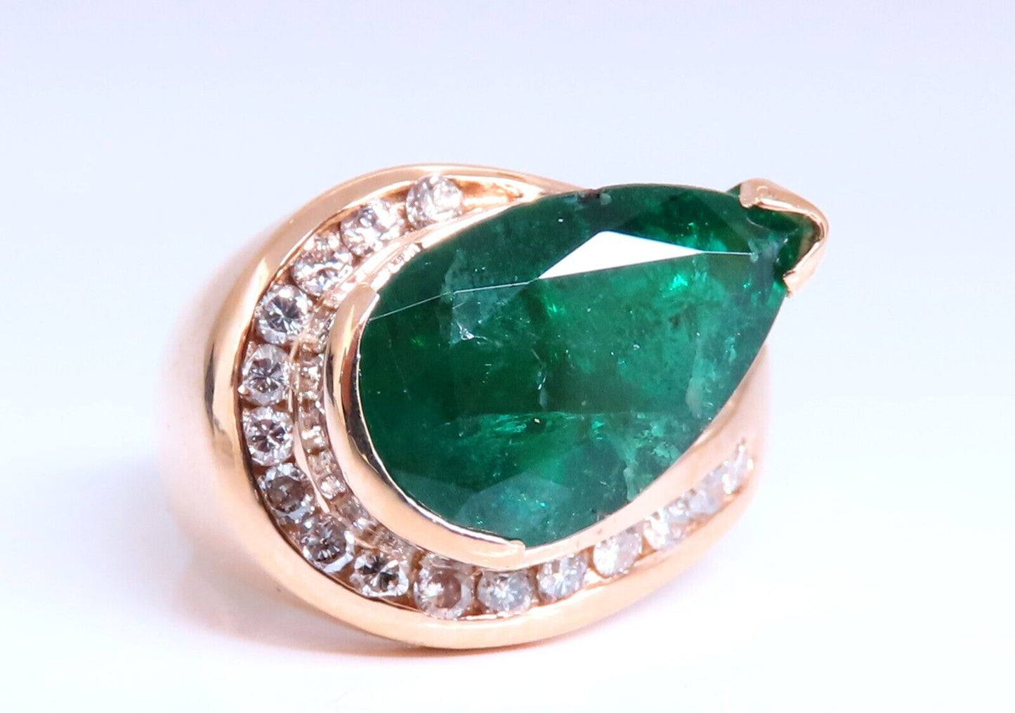 5.10ct Natural Emerald Diamond Ring 14kt Gold