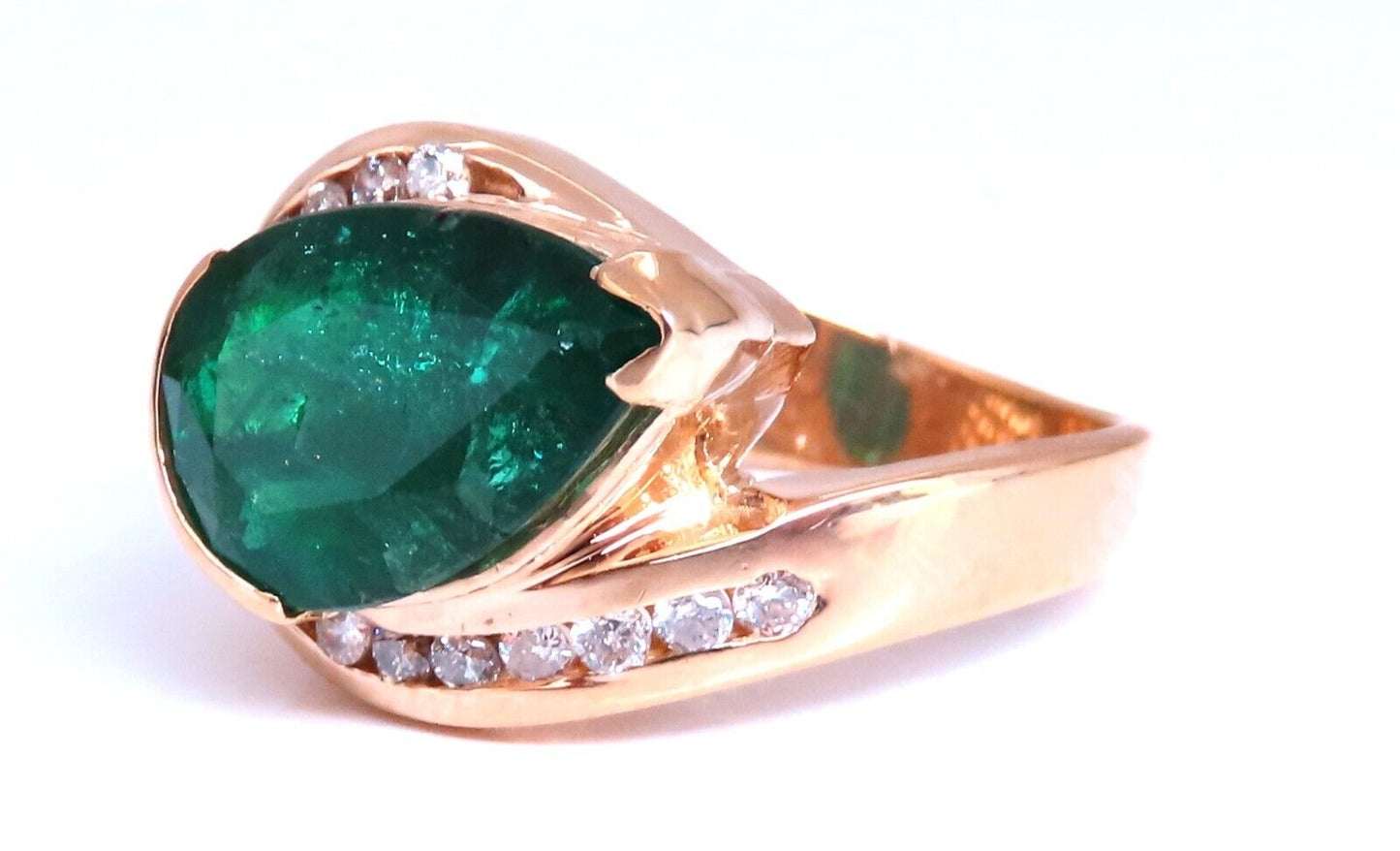 5.10ct Natural Emerald Diamond Ring 14kt Gold