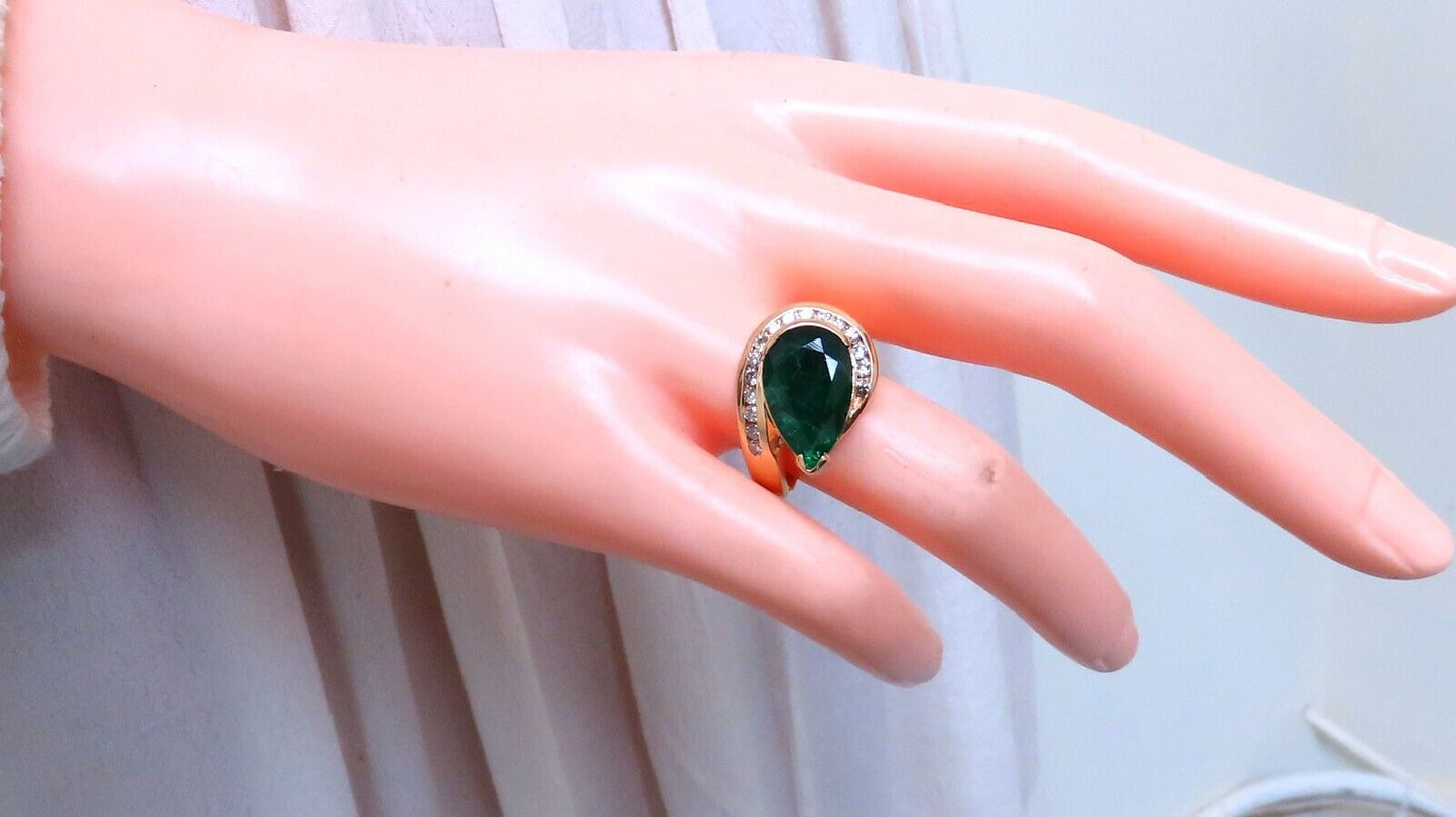 5.10ct Natural Emerald Diamond Ring 14kt Gold