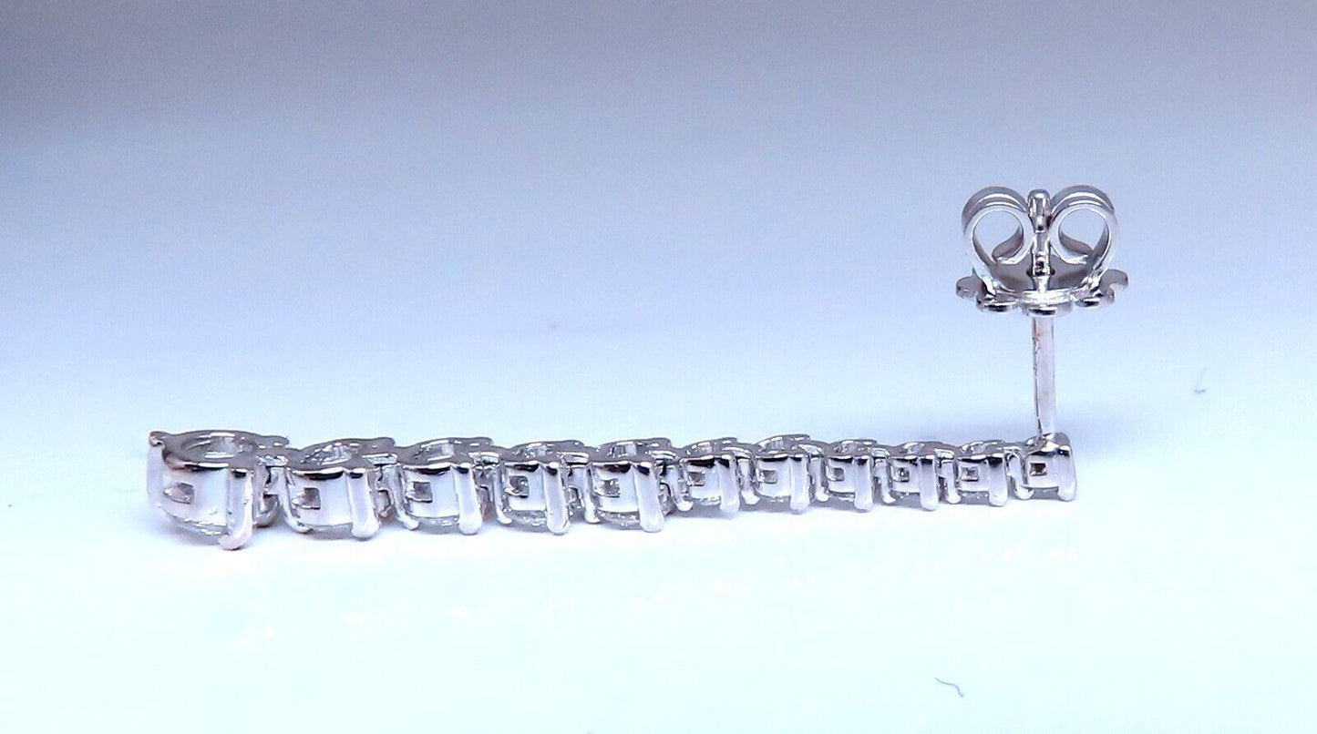 2.44ct Natural Round Diamonds Dangle Earrings 14kt Gold Long 1.5 Inch